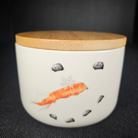 Creative Co-op Snowman Canister With Bamboo Lid 3.5 Inches Round - Picture 1 of 9